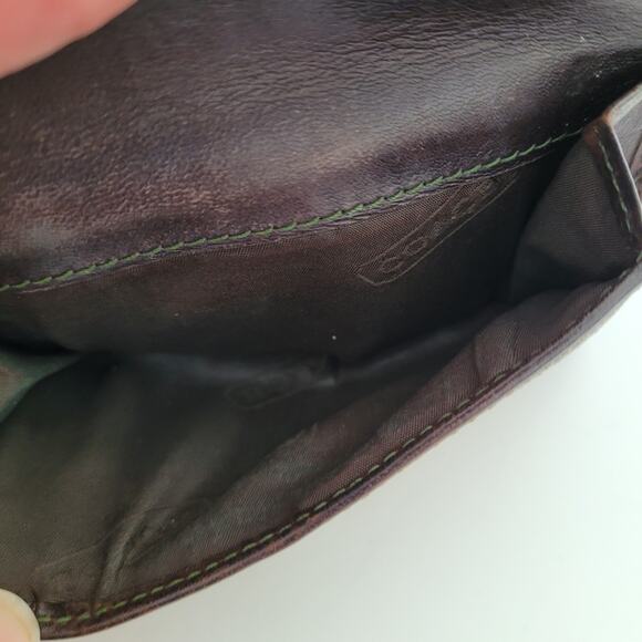 COACH Vtg Card Bill Holder Brown Small Small Mini Wallet Geniue Leather Canvas - Picture 8 of 10